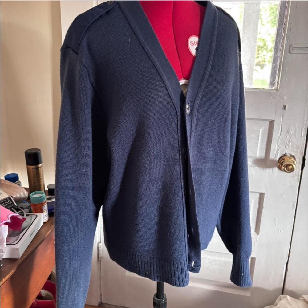 Men's Navy Cardigan Sweater